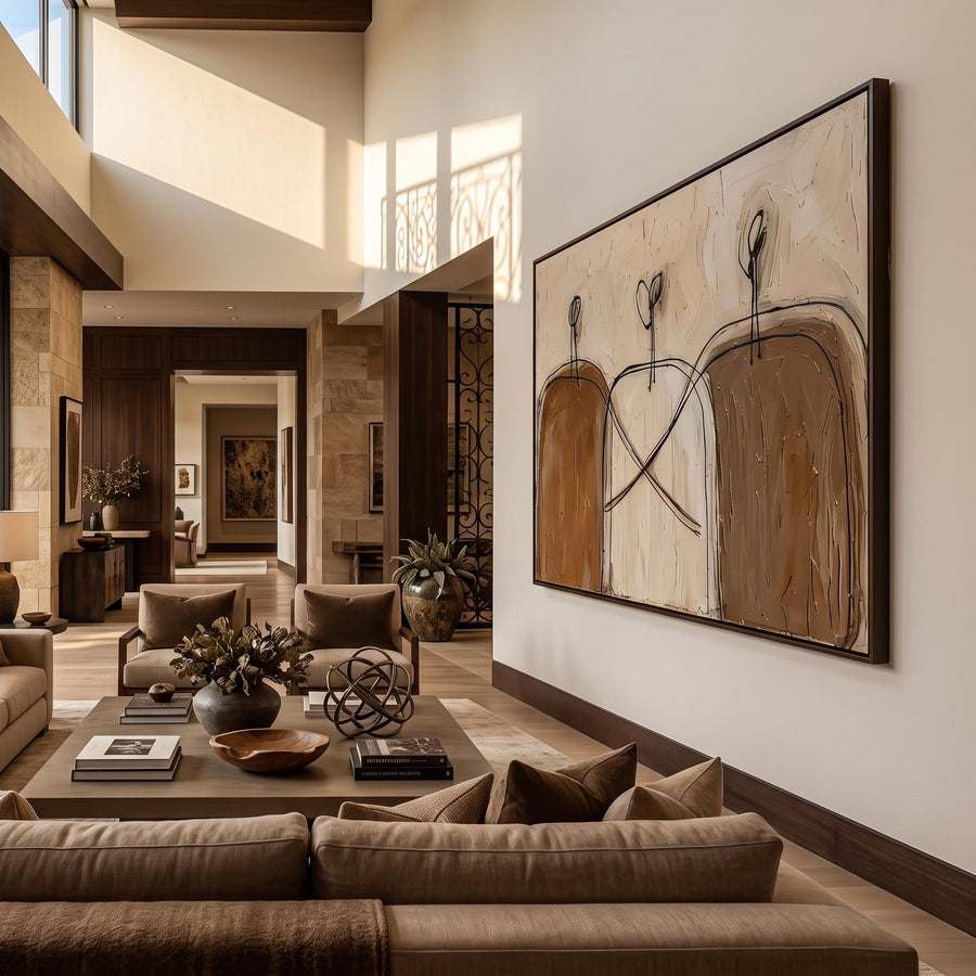 Abstract Art | Earthy‑Tone Minimal Abstract Figure Wall Painting