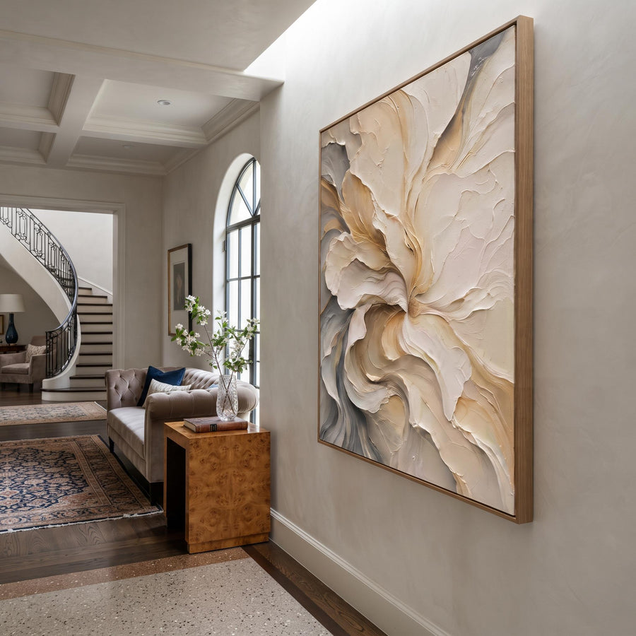 3D-Textured Art | Abstract neutral oil painting