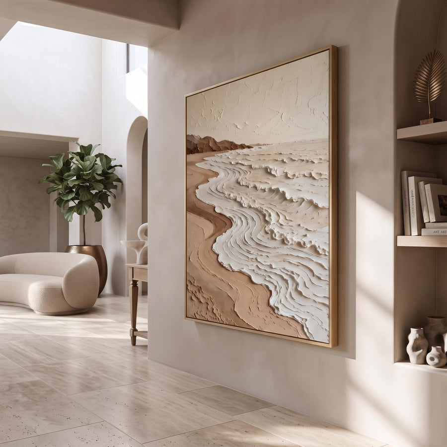 Wabi‑Sabi Art | Neutral Tones Stereoscopic Seaside Wall Decor