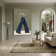 Contemporary Luxe Art | Sage Green Background Fashion Woman