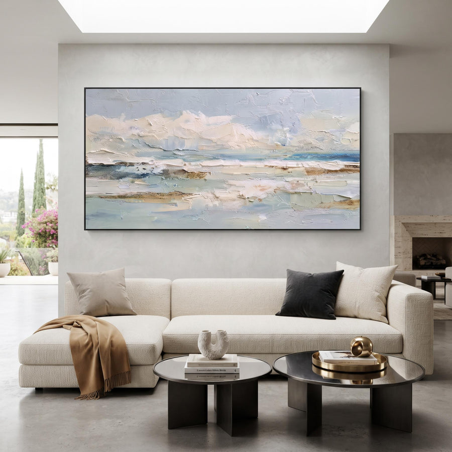 3D-Textured Art | Abstract white waves and the sky