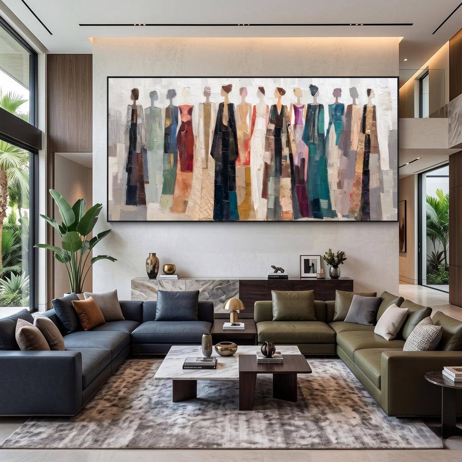 Abstract Art | Colorful Dressed Women Wall Painting