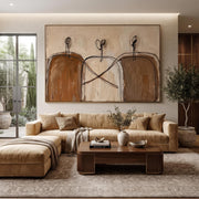 Abstract Art | Earthy‑Tone Minimal Abstract Figure Wall Painting