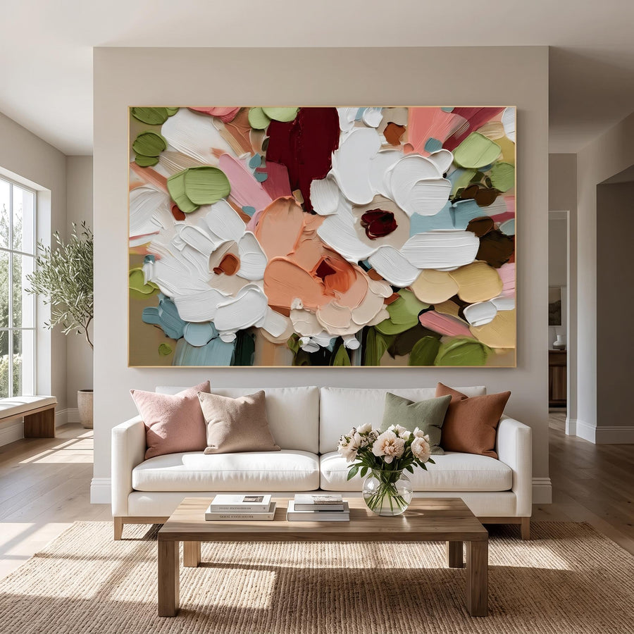 3d Textured Art | Colorful Textured Floral Wall Painting