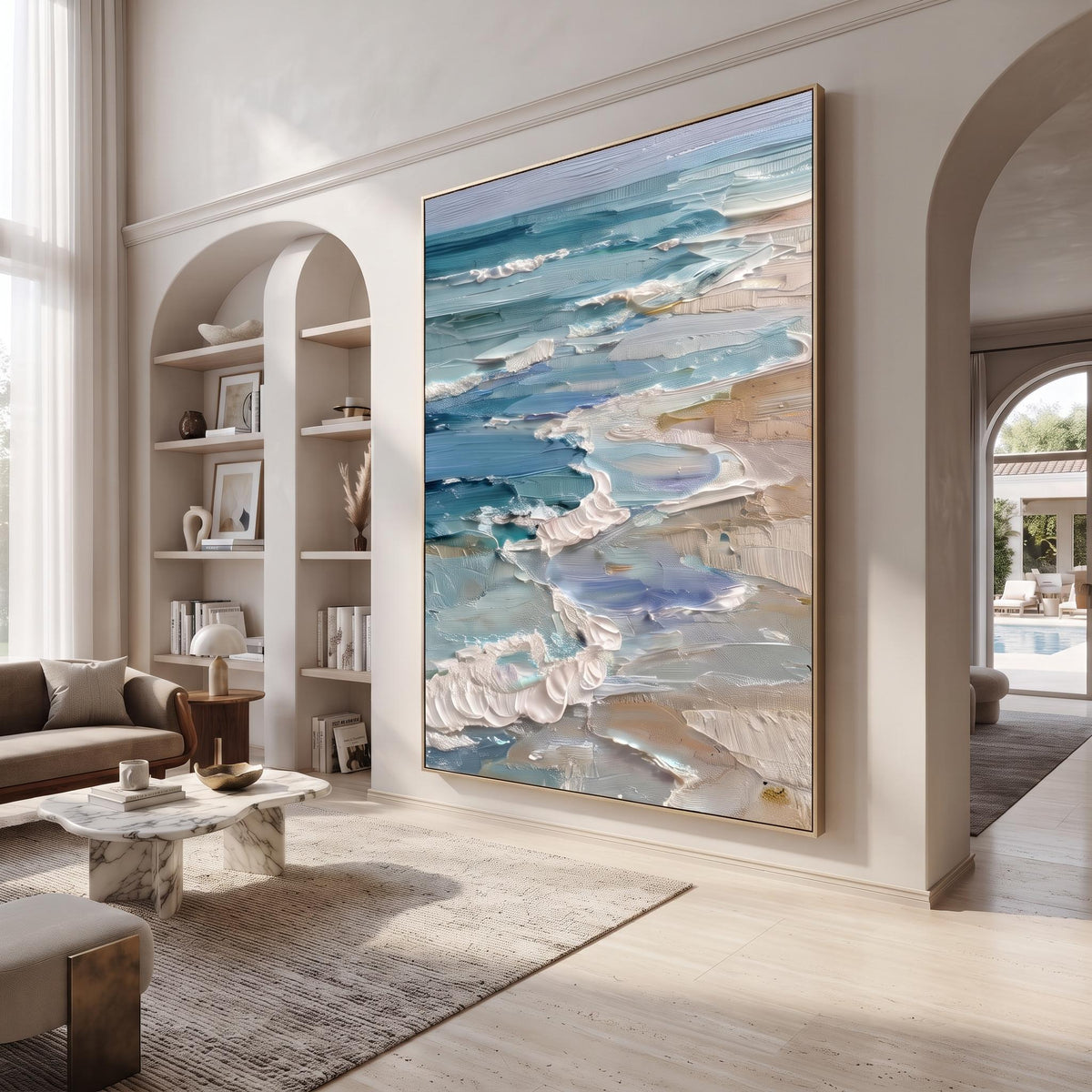 3D-Textured Art | Beach with blue and white waves