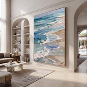 3D-Textured Art | Beach with blue and white waves