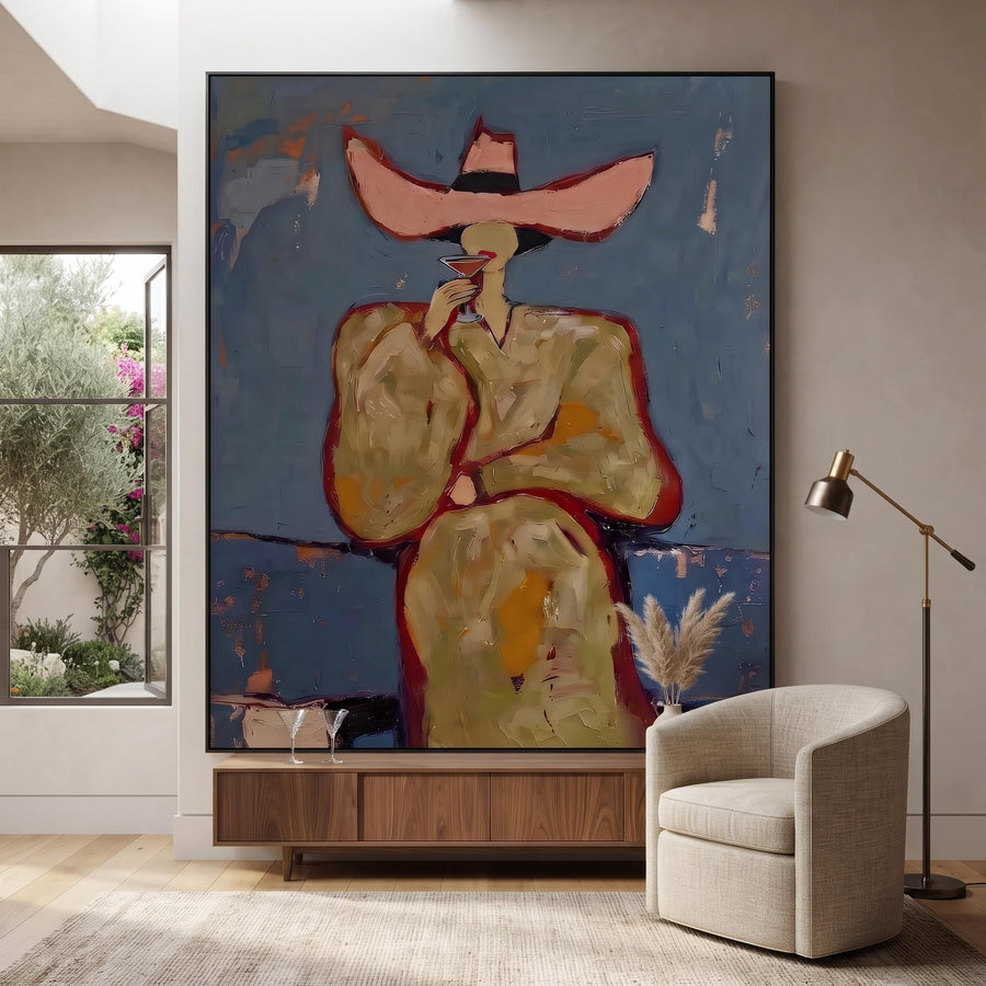 POP Art | Pink cowboy hat woman drinking cocktail