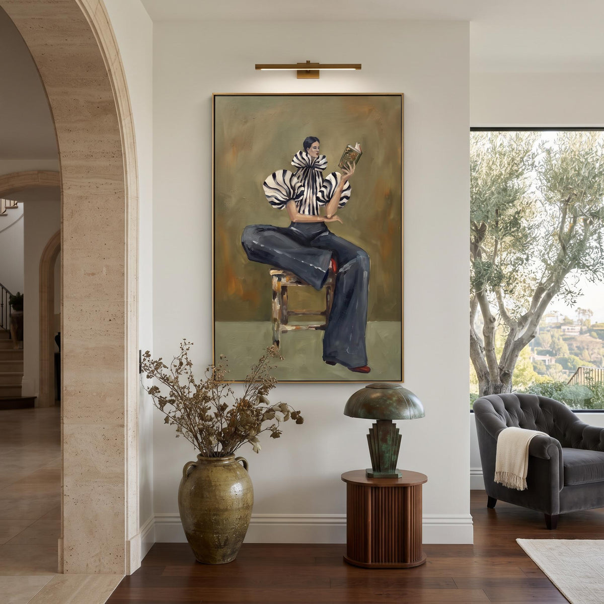Contemporary Luxe Art | Lady Reading Book Contemporary Luxe Wall Art