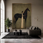 Vintage Americana Art | Gently stroking the horse
