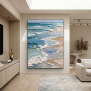 3D-Textured Art | Beach with blue and white waves