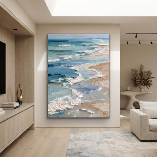 3D-Textured Art | Beach with blue and white waves