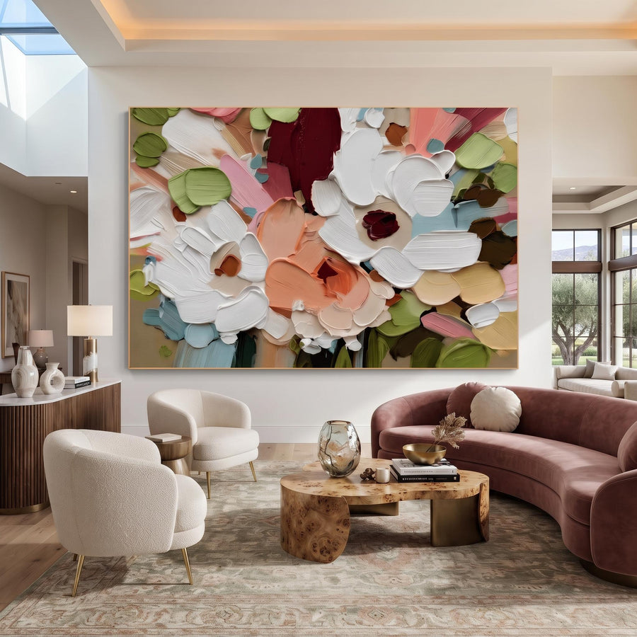 3d Textured Art｜Colorful Textured Floral Wall Painting