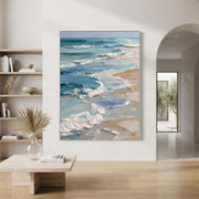3D-Textured Art | Beach with blue and white waves