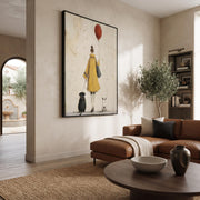 Vintage Americana Art | The woman is walking her pet