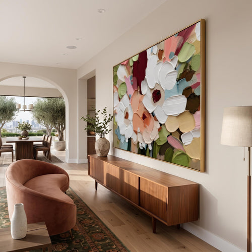 3d Textured Art｜Colorful Textured Floral Wall Painting