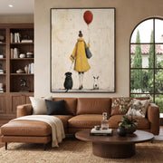 Vintage Americana Art | The woman is walking her pet