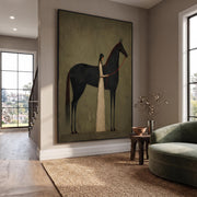 Vintage Americana Art | Gently stroking the horse