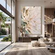 3D-Textured Art｜Vertical Impasto White Flower Wall Art