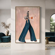 Contemporary Luxe Art | Stylish Walking Lady Contemporary Luxe Wall Art