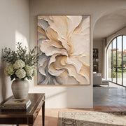 3D-Textured Art | Abstract neutral oil painting