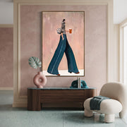 Contemporary Luxe Art | Stylish Walking Lady Contemporary Luxe Wall Art