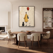Vintage Americana Art | The woman is walking her pet