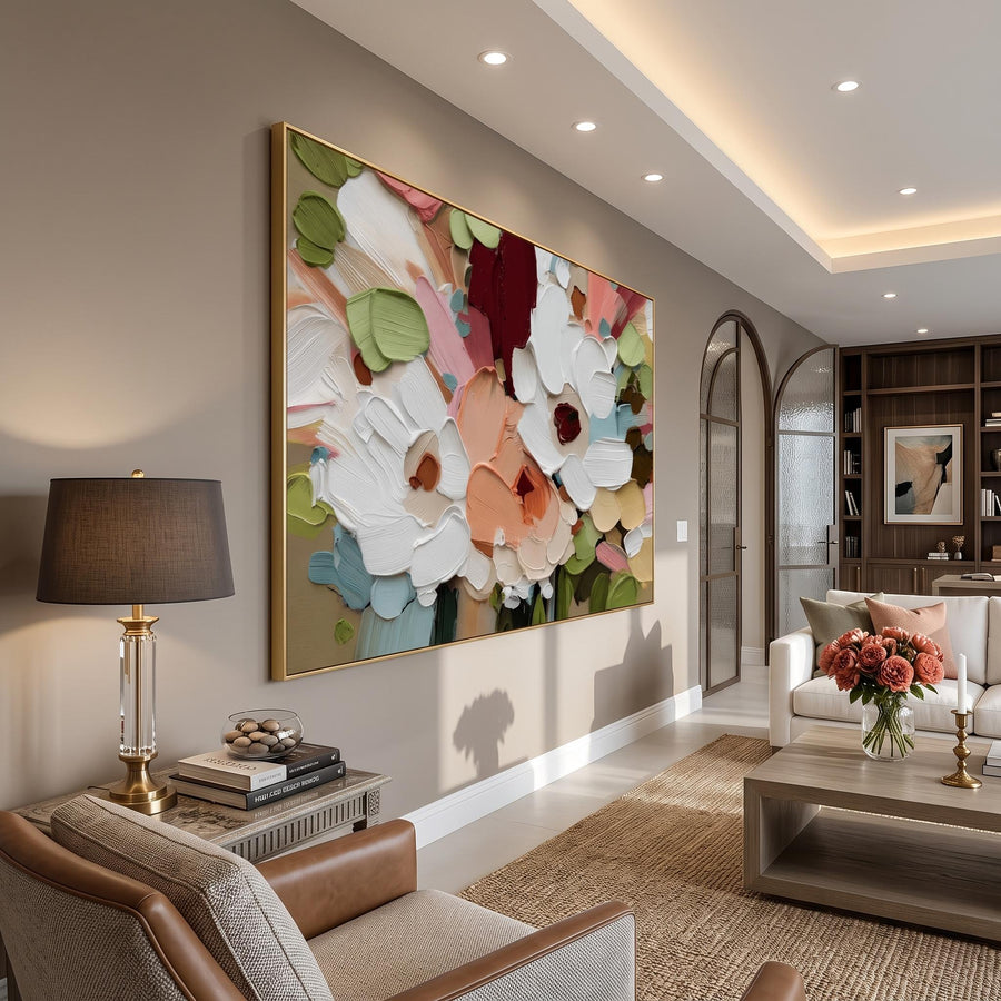 3d Textured Art | Colorful Textured Floral Wall Painting