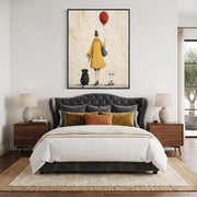 Vintage Americana Art | The woman is walking her pet