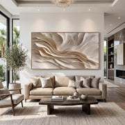 3D-Textured Art｜Earthy‑Tone Soft Fold Abstract Wall Painting