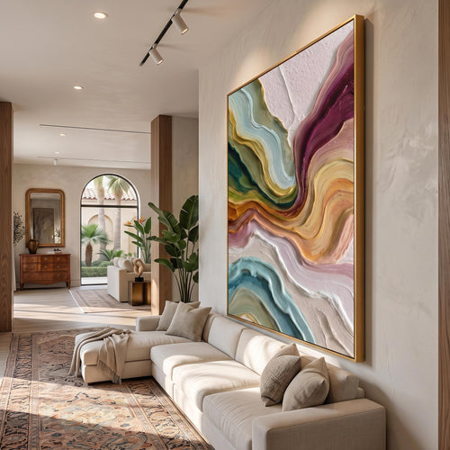 3D-Textured Art | Multicolor Layer Flow Abstract Wall Painting