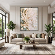 3D-Textured Art｜Vertical Impasto White Flower Wall Art