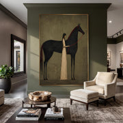 Vintage Americana Art | Gently stroking the horse