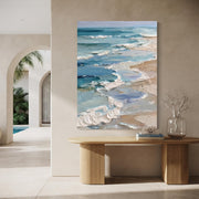 3D-Textured Art | Beach with blue and white waves