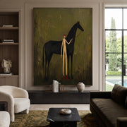 Vintage Americana Art | Faceless man leading horse