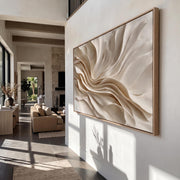 3D-Textured Art｜Earthy‑Tone Soft Fold Abstract Wall Painting