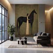 Vintage Americana Art | Gently stroking the horse