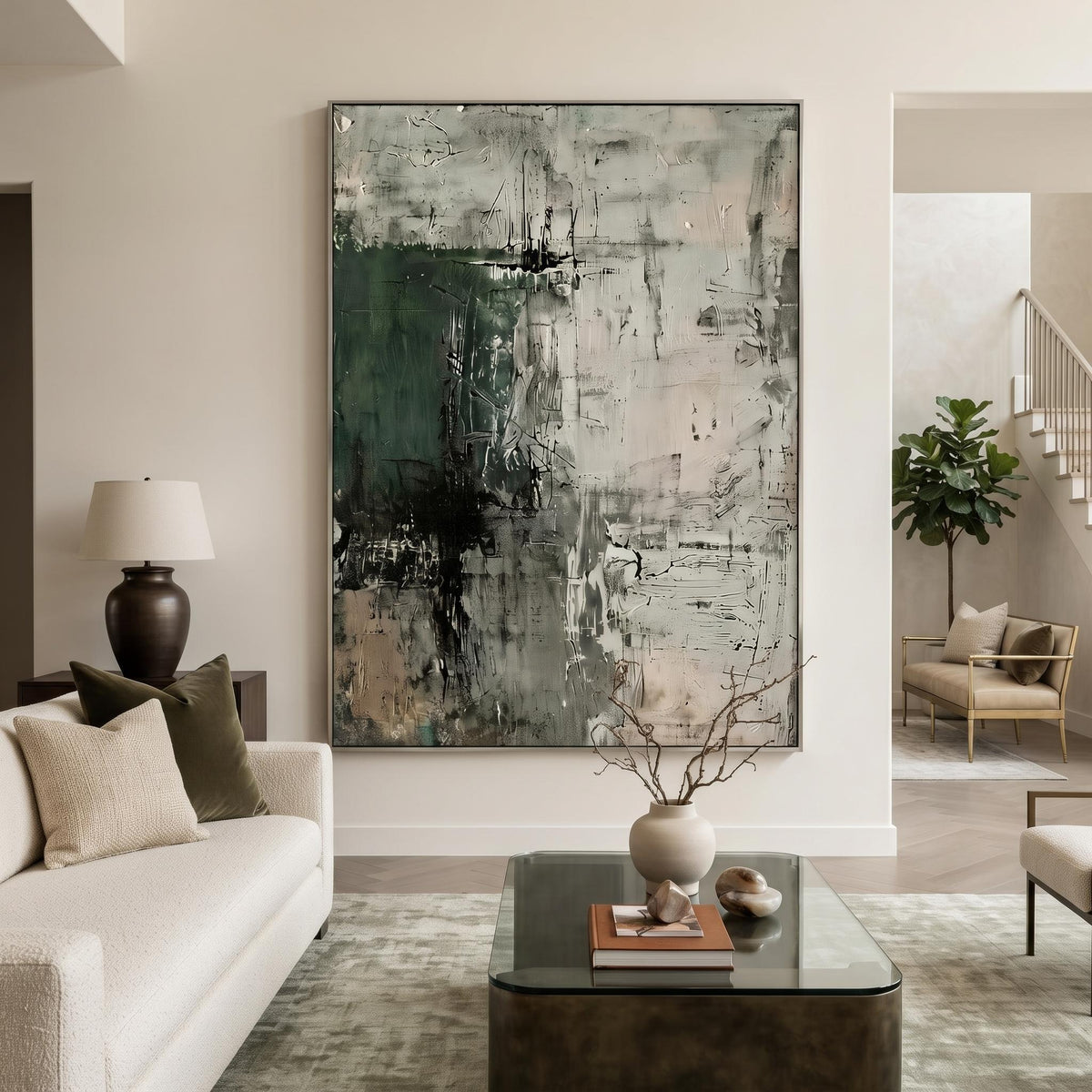 Abstract Art｜Dark Green Mottled Texture Wall Art