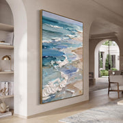 3D-Textured Art | Beach with blue and white waves