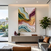 3D-Textured Art | Multicolor Layer Flow Abstract Wall Painting