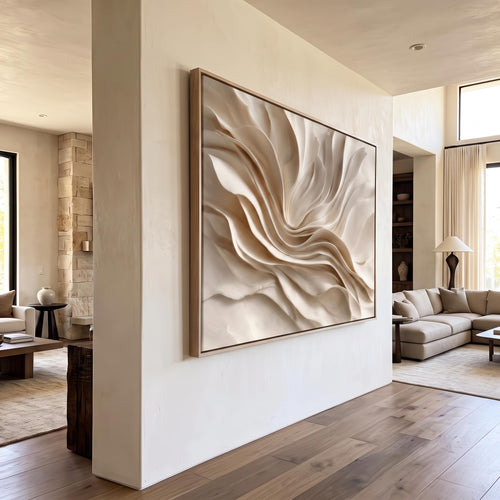3D-Textured Art | Earthy‑Tone Soft Fold Abstract Wall Painting