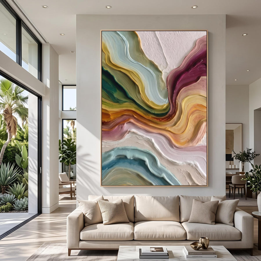 3D-Textured Art | Multicolor Layer Flow Abstract Wall Painting