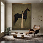 Vintage Americana Art | Gently stroking the horse