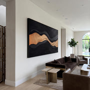 3D-Textured Art | Luxury Black‑Gold Layered Mountain
