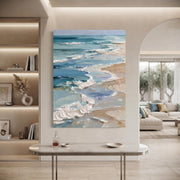 3D-Textured Art | Beach with blue and white waves