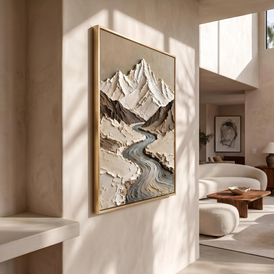 Wabi‑Sabi Art｜Thick Impasto Mountain Valley Canvas Print