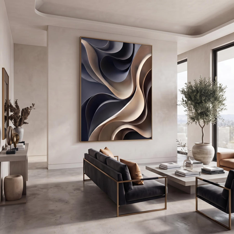 3D-Textured Art | Layered Wave Wall Art