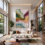3D-Textured Art | Multicolor Layer Flow Abstract Wall Painting