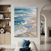 3D-Textured Art | Beach with blue and white waves