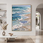 3D-Textured Art | Beach with blue and white waves