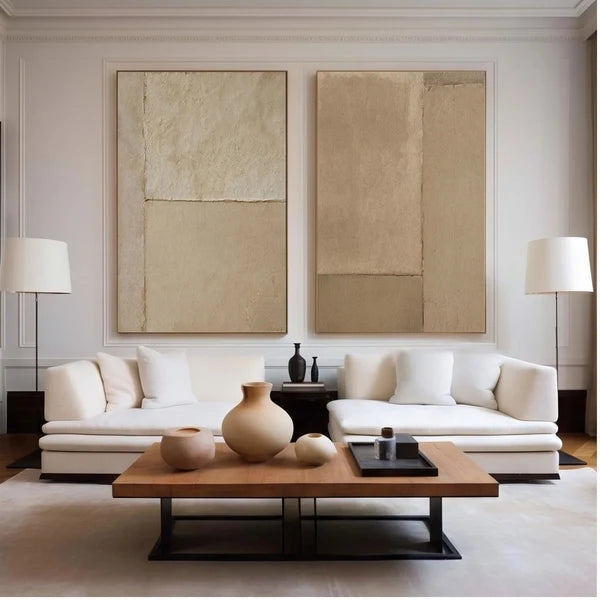 Wabi-Sabi Art | Neutral Geometric Abstract Wall Art